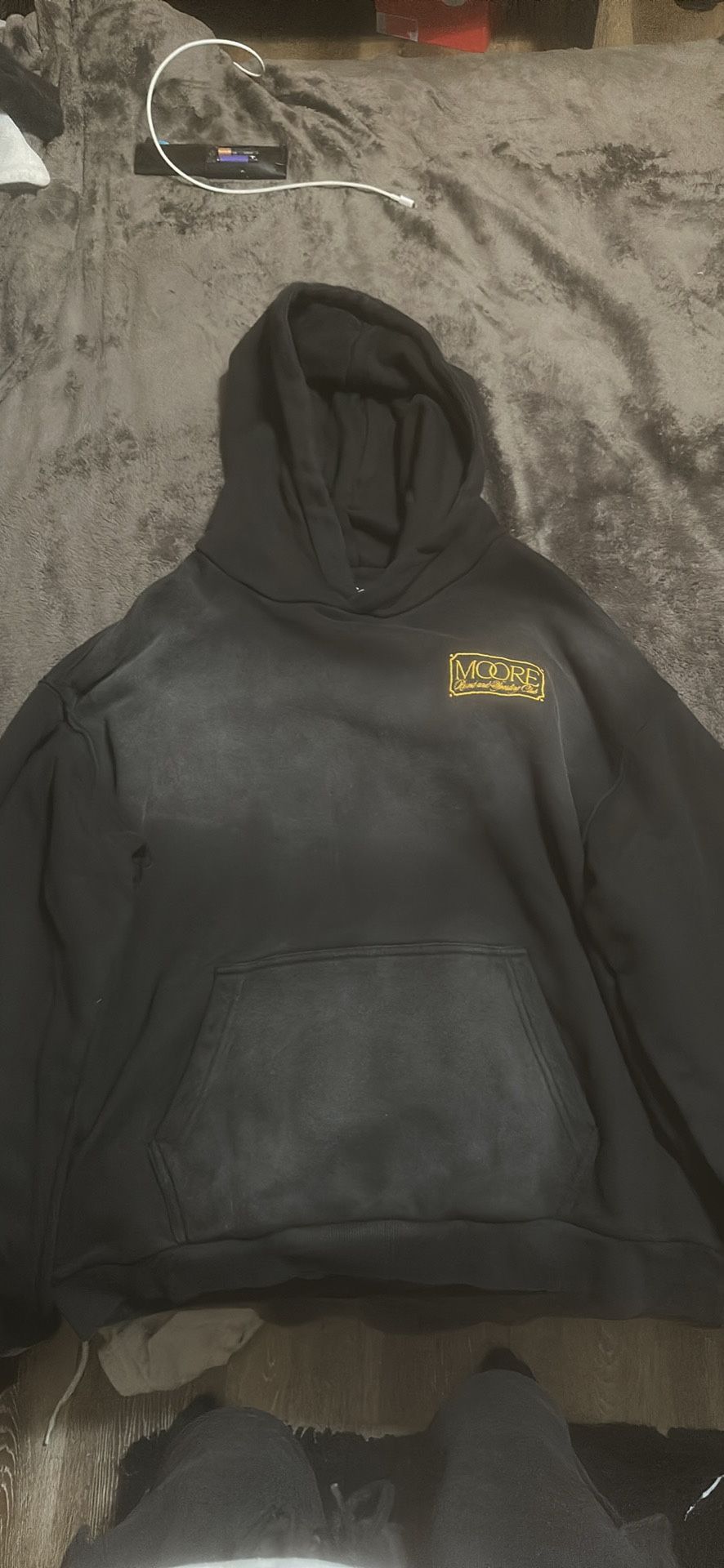 Moore Black Wash Hoodie