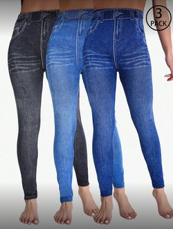 3-Pack Women's Casual Solid Color Jegging Leggings, High Stretch Skinny Pants Suitable For Sports, Fitness, Outdoor, Vacation, Black, Blue Soft & Comf