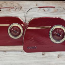 2 pcs   RED RETRO RADIO LUNCH BOX The Silver Crane Company Ltd Decorative Tin