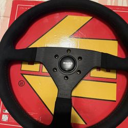 Black Suede Momo Steering Wheel 350mm