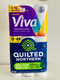 Premium Bundle Viva Signature Cloth Double Roll + Quilted Northern Mega Roll