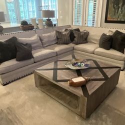 Three Piece Bernhardt Sectional With Decroative Pillows