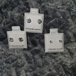 925 Sterling Silver 3 Pack Earrings 