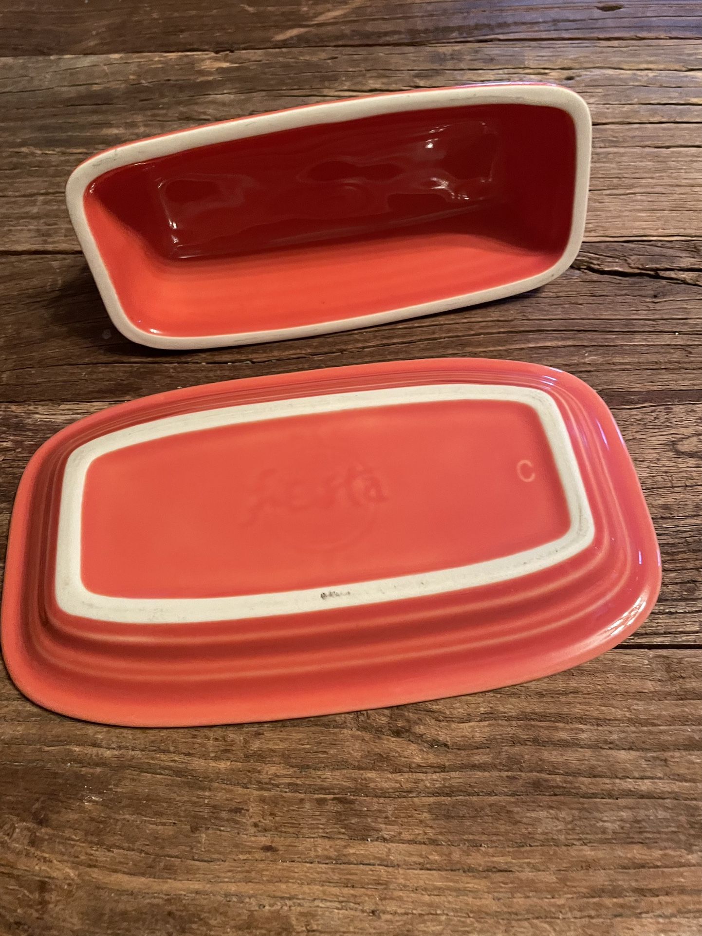 Fiesta Homer Laughlin HLC Fiestaware USA Persimmon Covered Butter Dish