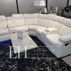 White Modern Sofa Sectional Recliner With LED LIGHTS🔥buy Now Pay Later 