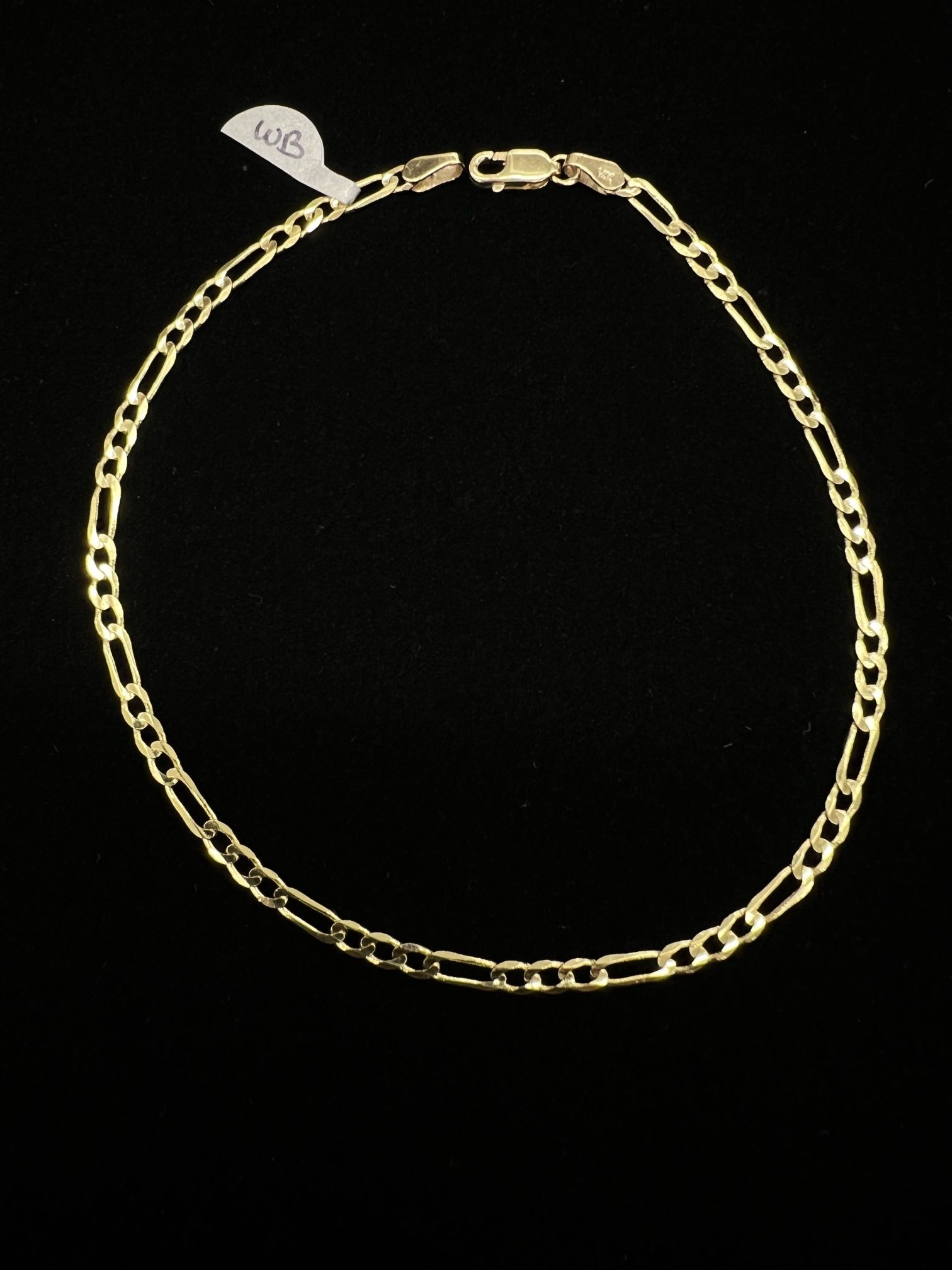 $475 Yellow Gold Figaro Anklet Bracelet