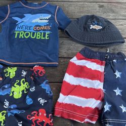 Boys Water Shorts And Hat 