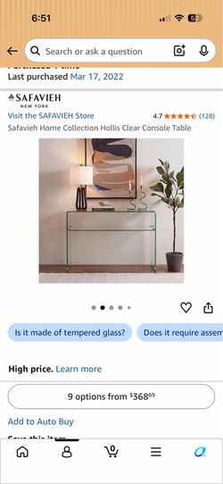 Glass Clear Console Table