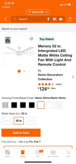 Home Decorators 52inch Led Ceiling Fan With Remote 