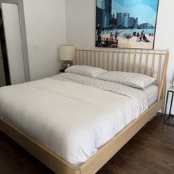Crate & Barrel King Size Bed Wood Frame