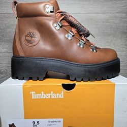 Timberland Women's Boots Stone Street Mid Lace Rust Full Grain Size 9.5 NEW