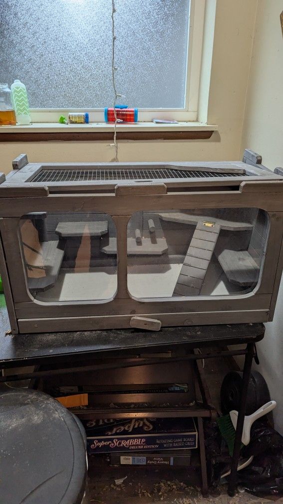 Wooden Hamster Cage Rodent Small Animal Kit Play House 