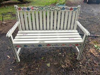 wooden garden bench is