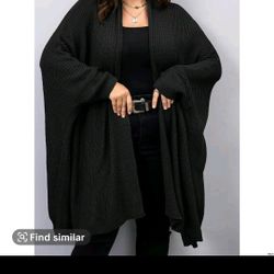 Batwing Sleeved Open Front Cardigan 3x