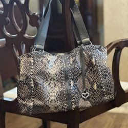 Brighton Pretty Tough Andie Snake Print Studded Leather Handbag 