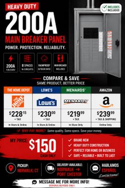 Brand New Heavy Duty 200A Main Breaker Panel