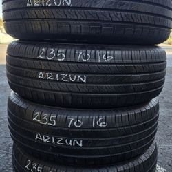 4 USED TIRES 235/70R16 ARESTA ZG02 w/90% Thread All 4 Installed $280