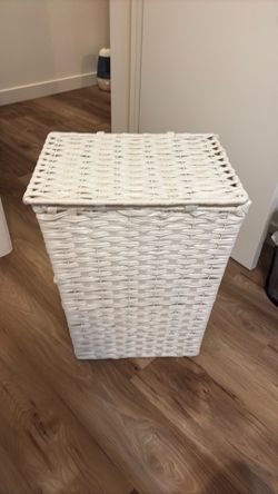 Beautiful white laundry hamper