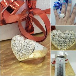 Silver Plated, Cz DIA Ring Sz7.5, ONE OF THE Diamond is missing, as you see in the picture, Price Reduced #838
