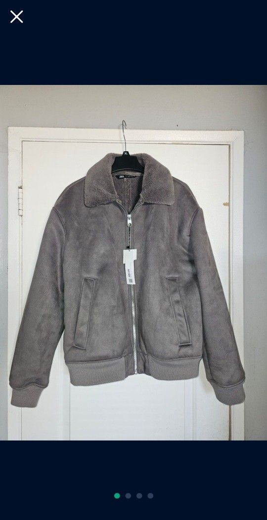 Men's Jacket Gray Sherpa XL Faux Suede
Chamarra