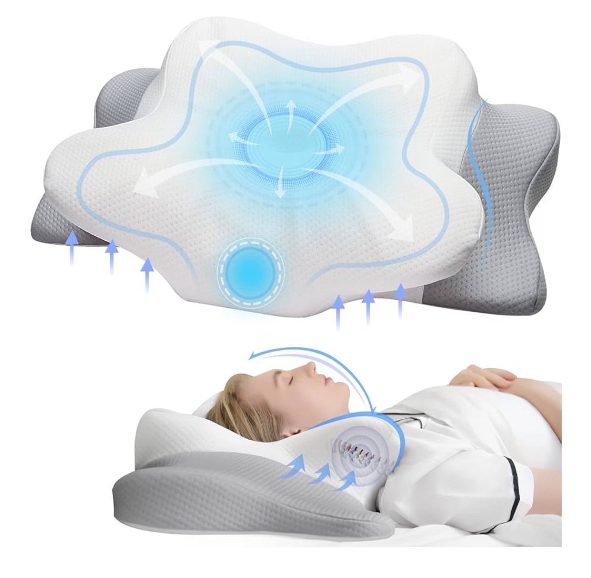 Cervical Pillow for Neck & Shoulder Pain Relief Sleeping - Ergonomic Memory Foam Pillow Orthopedic Neck Support Pillows for Side Sleepers with Breatha