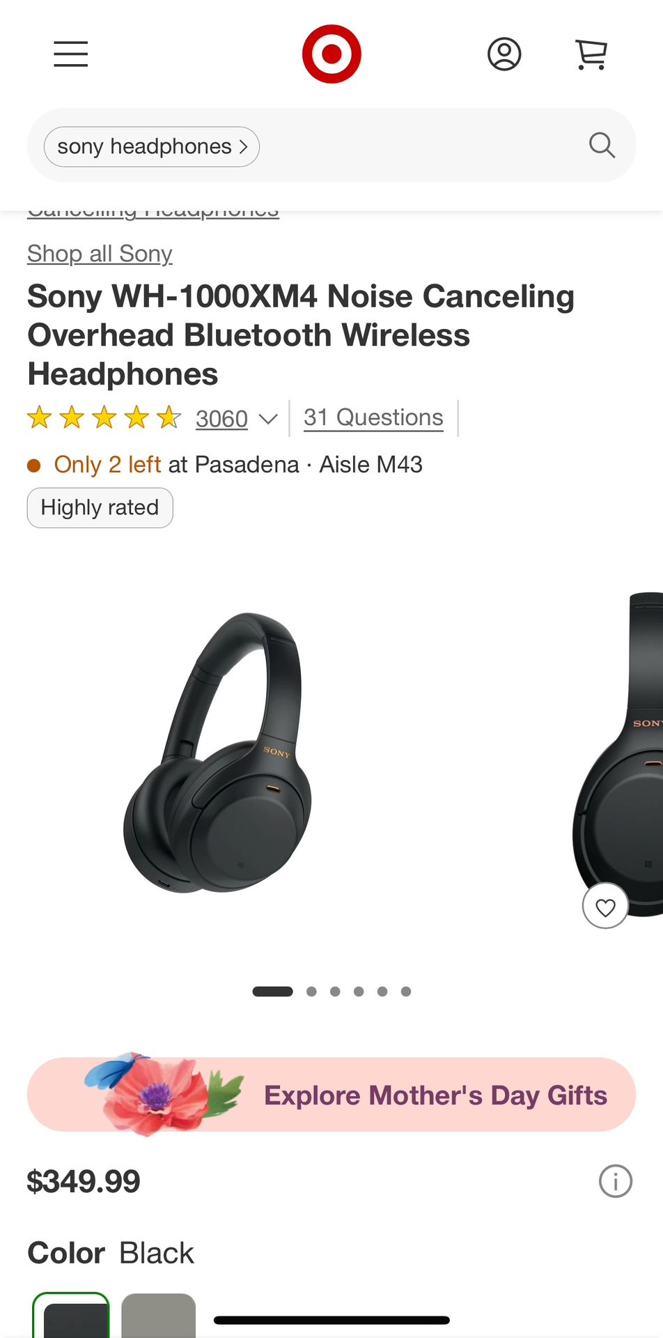 Sony Noise Cancelling Bluetooth Headphones
