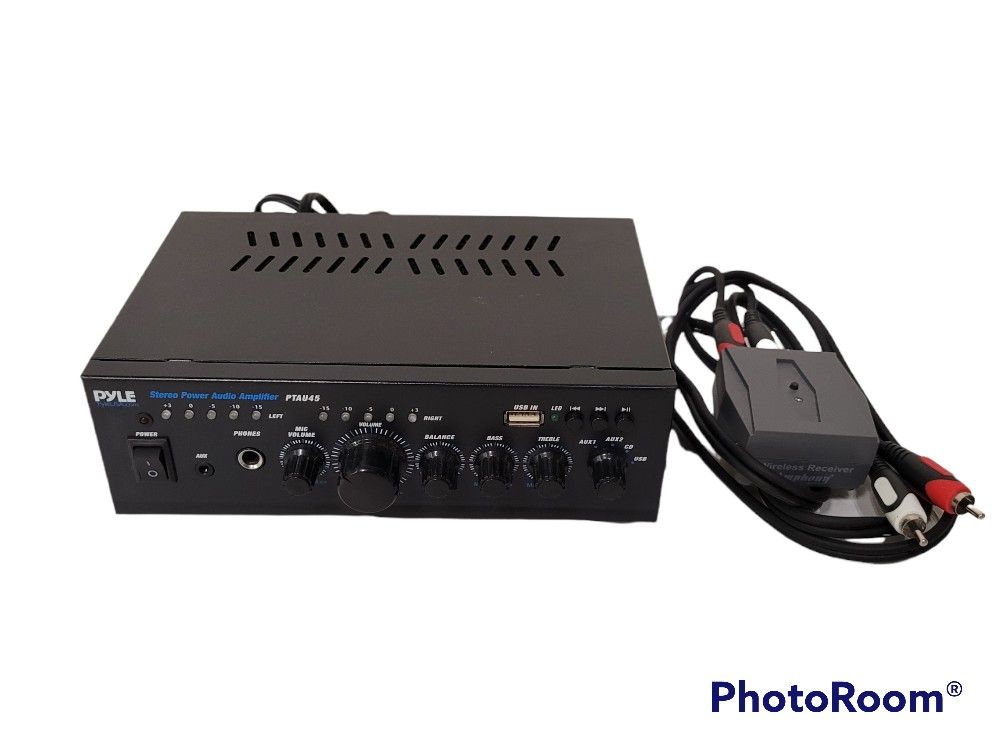 Pyle PTAU45 Mini 2x120 Watt Stereo Power Amplifier with USB-CD-AUX Inputs