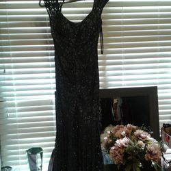 Charcoal dark grey mermaid cut prom dress size 2