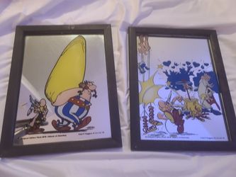 Set Of 2 Vintage 1977 Asterix and Obelix Mirror