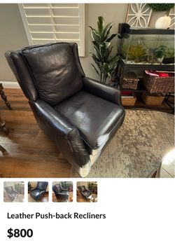 Navy Leather Recliner