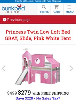 Princess Loft Bed w/Slide