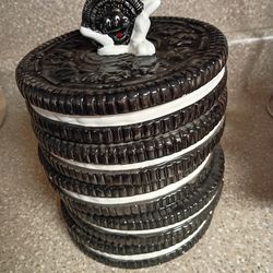 Oreo cookie jar and a pig canister