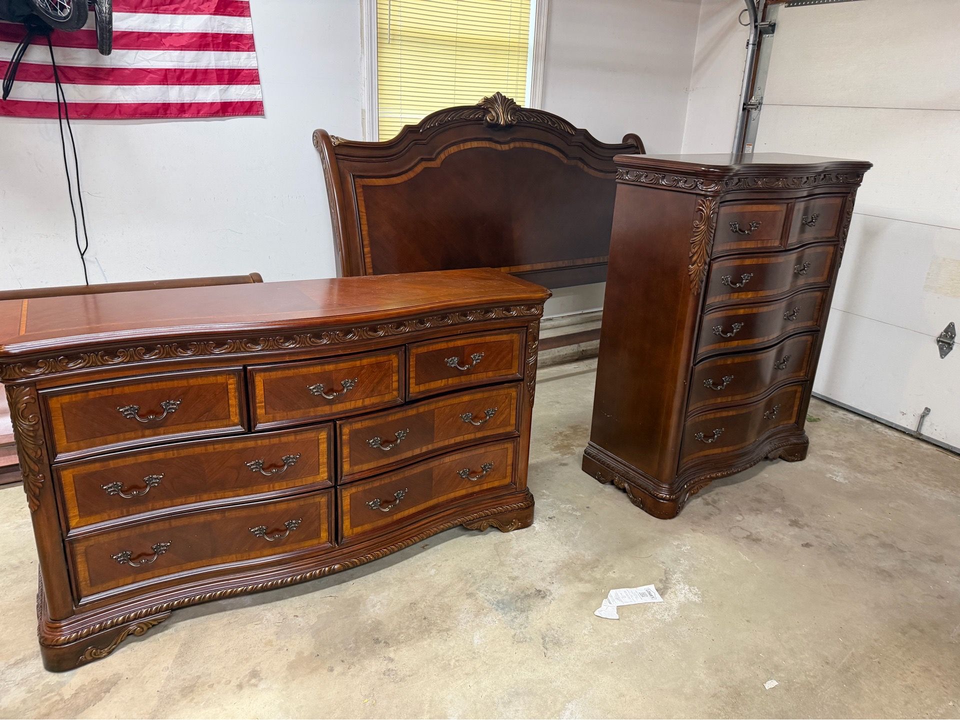 King size bedroom set with 2 nightstands