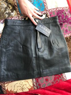 Kookie intl. San Francisco black leather skirt