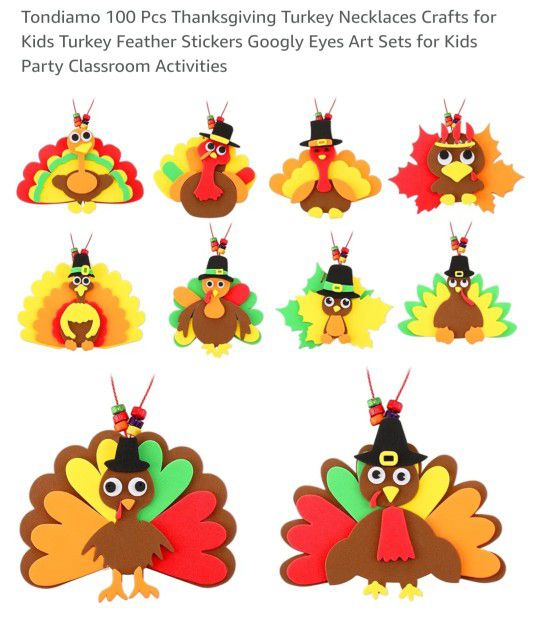 Thanksgiving Turkey Necklaces Crafts for Kids