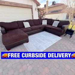 🚚FREE DELIVERY🚚 ✨🤎XL Brown Sectional Couch🤎✨