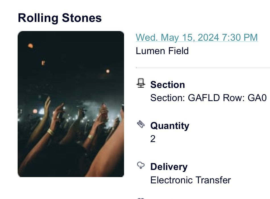 2 Rolling Stones Tickets May 15 Seattle 