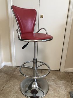 Leather and metal adjustable bar stool
