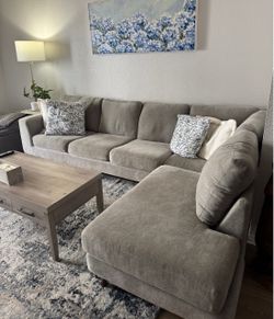 Living Spaces gently used Grey couch. Very soft and thick cushioned material.