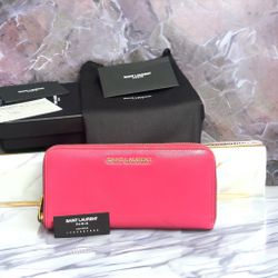 Yves Saint Laurent Hot Pink Shimmery Long zip  Wallet
