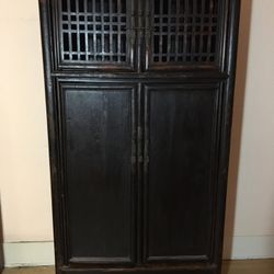 Antique Elm Chinese Cabinet, 19th Century