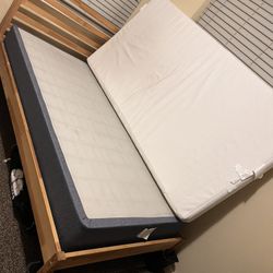 Ikea Twin Size Mattress + Wooden Bed Frame+ Box Spring 