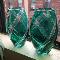 ANTIQUE- MADE IN ITALY GLASS VASE SET! 