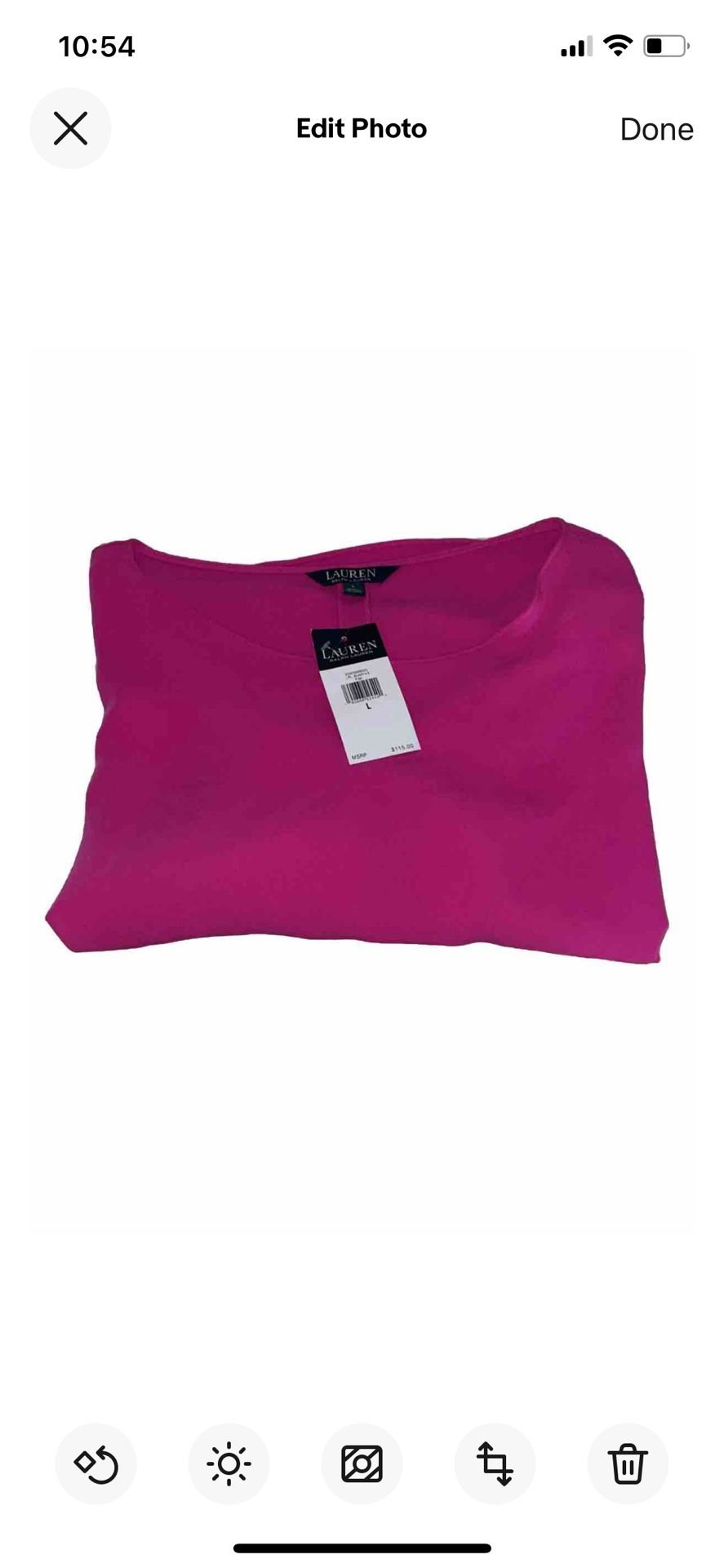 NWT Lauren  Ralph Lauren Shirt Pink SIZE LARGE