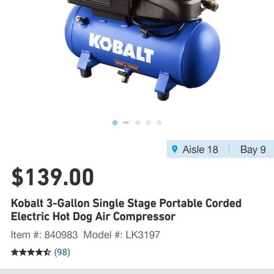 Kobalt 3 Gallon Air Compressor