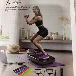 SoftGym Vibration Plate Exercise Machine for Lymphatic Drainage,Power Vibrate Stand Shake Board 450 Lbs Capacity Whole Body Workout Waver with Fitness