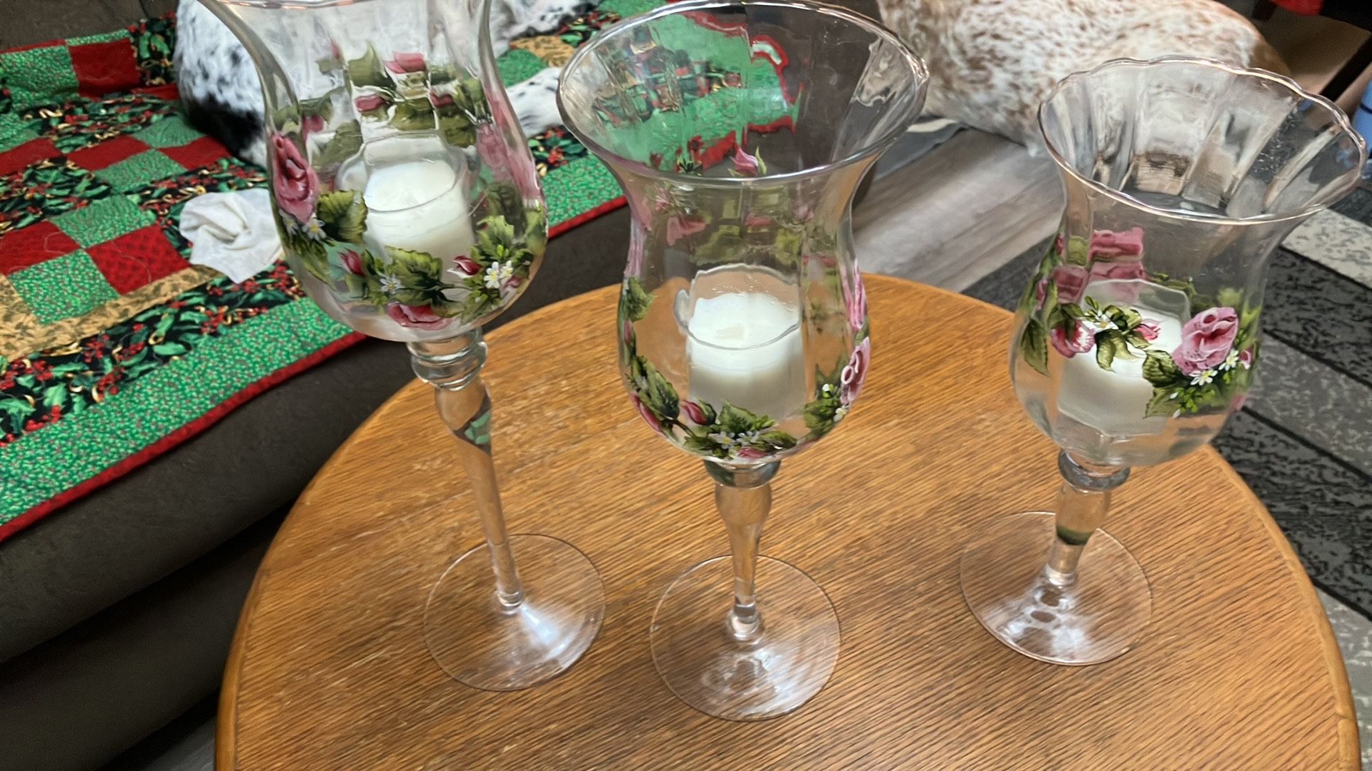 Hand painted candle holders