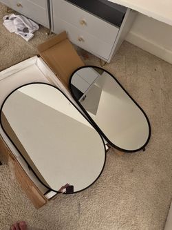 Oval Wall Mirrors with Black Frame – Set of 2