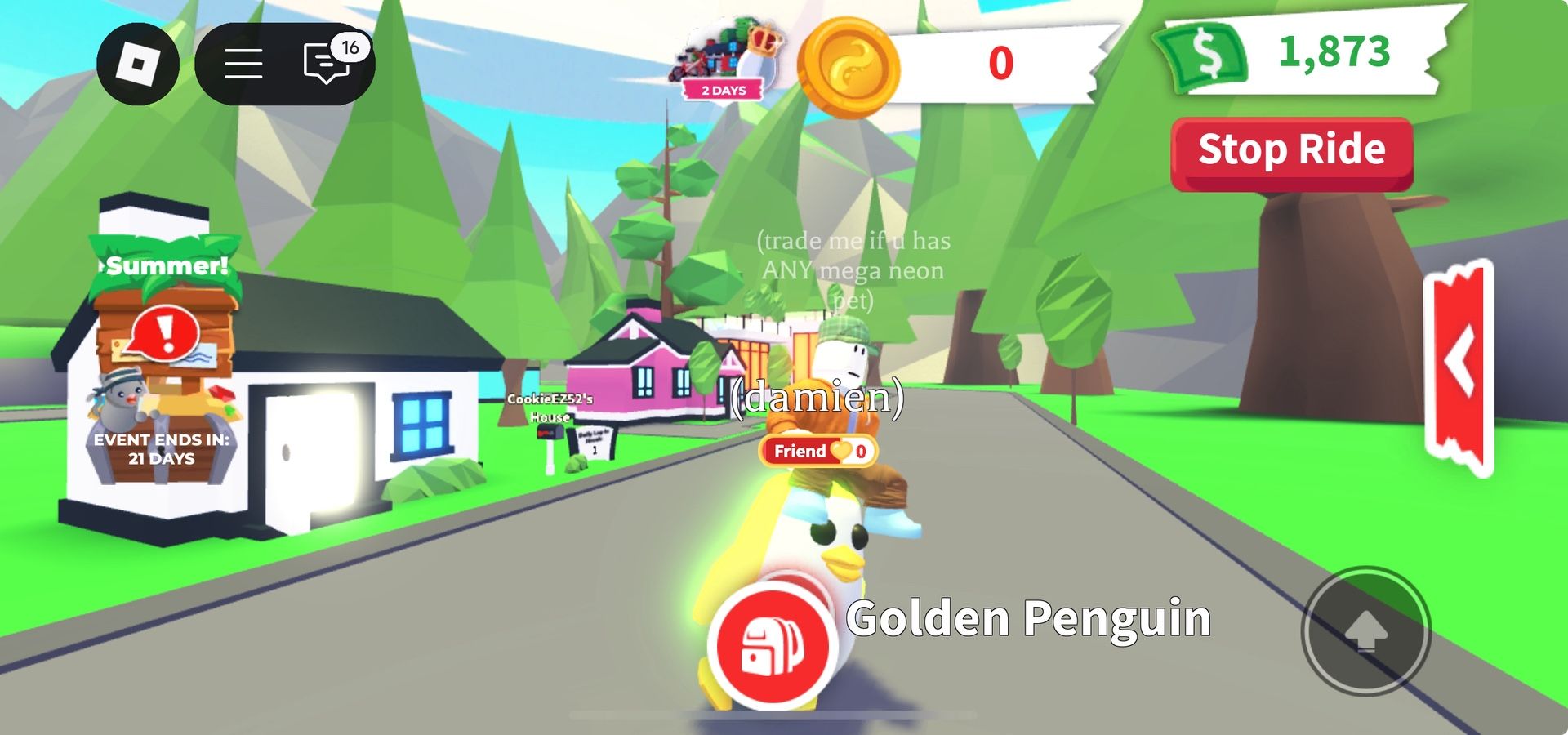 MEGA NEON FLY RIDE GOLDEN PENGUIN