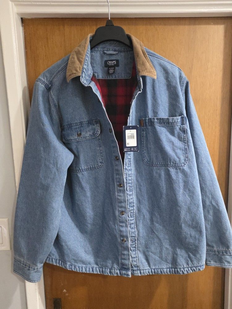 Men's Jacket Chaps Denim Flannel XL Lumberjack Ralph Lauren